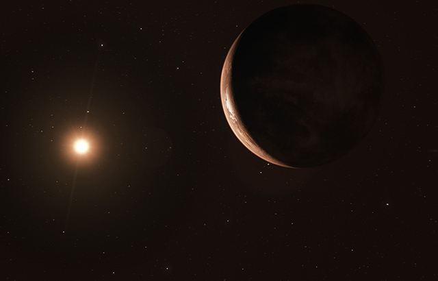 Artist’s impression of Barnard's star b orbiting Barnard’s Star. Credit ESO-M. Kornmesser